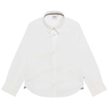 Biała koszula dla chłopca Hugo Boss 005612 - A - eleganckie ubrania dla dzieci i nastolatków