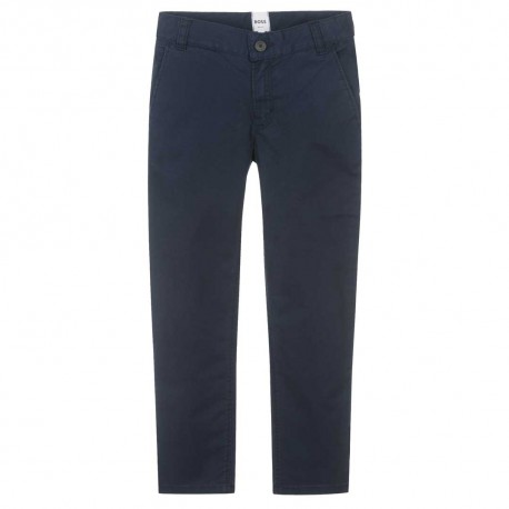 Granatowe spodnie chino dla chłopca Boss 005615 - A - eleganckie spodnie dla dzieci i nastolatków