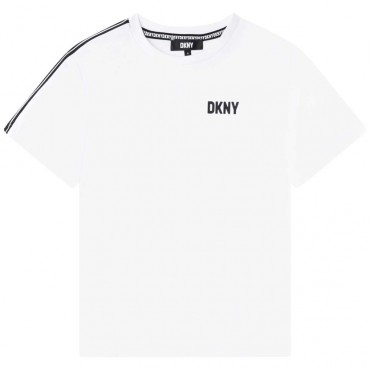 Biała koszulka dla chłopca DKNY 005617 - A - oryginalne koszulki dla dzieci i nastolatków - wyskoa jakość