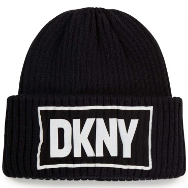 Czarna czapka dla dziewczynki DKNY 005618 - A - zimowe czapki dla dzieci