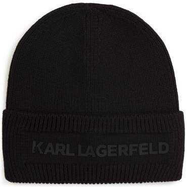Czarna czapka dla dziecka Karl Lagerfeld 005631 - A -  zimowe czapki dla dzieci i nastolatków