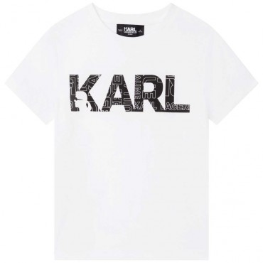 Biała koszulka dla dziecka Karl Lagerfeld 005633