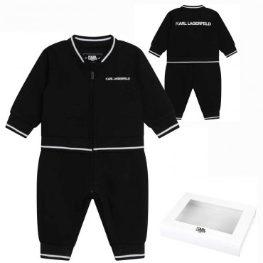Czarny pajacyk niemowlęcy Karl Lagerfeld 005636 - A - ekskluzywne śpioszki i pajacyki dla niemowląt