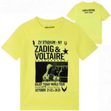 Żółty t-shirt dla chłopca Zadig&Voltaire 005664 - A - koszulki dla dzieci i młodzieży - sklep online euroyoung.pl