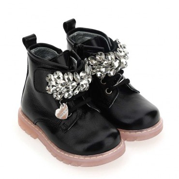 Sznurowane botki dla dziewczynki Monnalisa 005719 - A - ekskluzywne buty dla dzieci