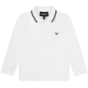 Koszulka polo dla chłopca Emporio Armani 005736 - A - biała polówka dla dziecka