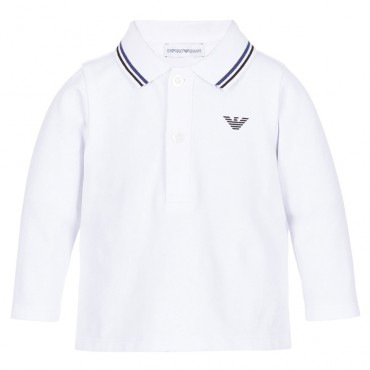 Niemowlęca koszulka polo dla chłopca Armani 005738 - A - biała polówka dla maluszka
