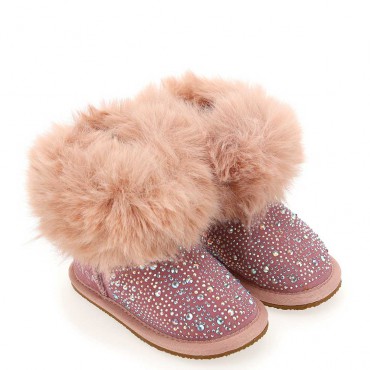 Różowe buty dla dziewczynki Monnalisa 005745 - A - zimowe botki dla dzieci