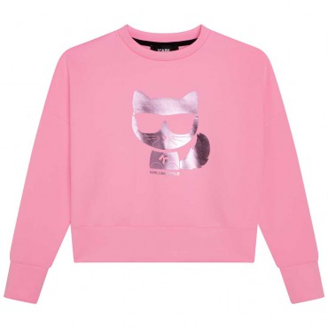 Różowa bluza dla dziewczynki Karl Lagerfeld 005764 - A - bluzy dziecięce i młodzieżowe