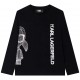 Czarna koszulka dla chłopca Karl Lagerfeld 005765 - A - modne bluzki dziecięce i młodzieżowe