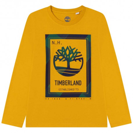 Musztardowa koszulka dla chłopca Timberland 005782 - A - bluzki dla dzieci i nastolatków