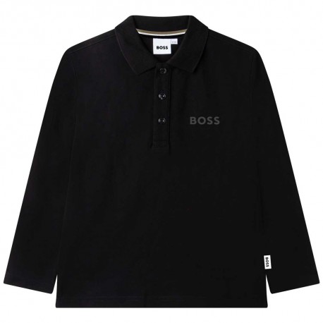 Czarna koszulka polo dla chłopca Hugo Boss 005797 - A - sklep internetowy euroyoung.pl