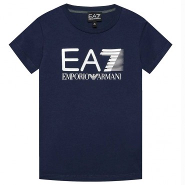 Granatowy t-shirt dla chłopca EA7 005804 - A - markowe koszulki dla dzieci i nastolatków