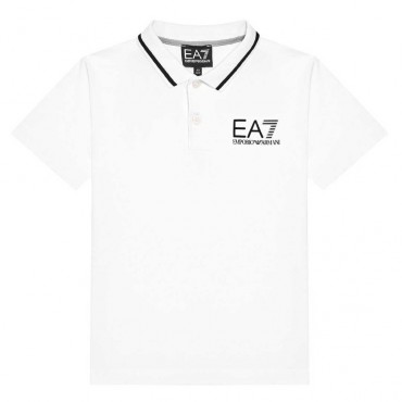Białe polo dla chłopca EA7 Emporio Armani 005806 - A - markowe koszulki dla dzieci i nastolatków
