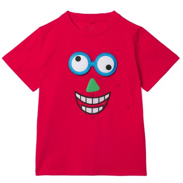 Koszulka dla chłopca Stella McCartney 005829 - A - czerwony t-shirt dla chłopca z aplikacjami na rzep