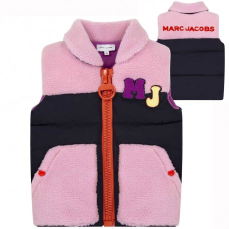 Bezrękawnik dla dziewczynki The Marc Jacobs 005843 - A - kamizelka z różowego baranka