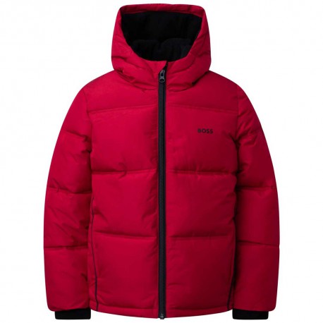 Zimowa kurtka dla chłopca Hugo Boss 005844 - A - czerwona, ciepła