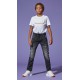 Czarne jeansy chłopięce Krooley Diesel 005855 - B - spodnie dziecięce z wydarciami i trokiem w pasie