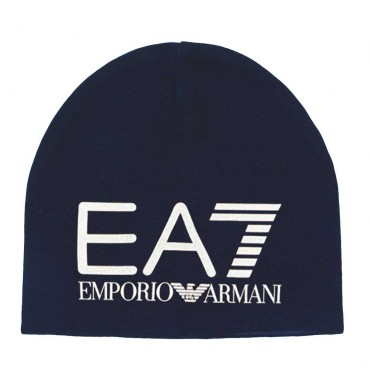 Granatowa czapka dla dziecka EA7 Armani 005858 - A - zimowe, dzianinowe czapki chłopięce