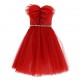 Czerwona tiulowa sukienka dla dziewczynki midi - A - do połowy łydki - monnslisa005868