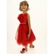 Czerwona tiulowa sukienka dla dziewczynki midi - D - do połowy łydki - monnslisa005868