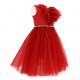Czerwona tiulowa sukienka dla dziewczynki midi - E - do połowy łydki - monnslisa005868
