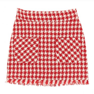 Spódnica dziewczęca w czerwoną pepitkę 005898 - A - wizytowe spódnice dla dzieci