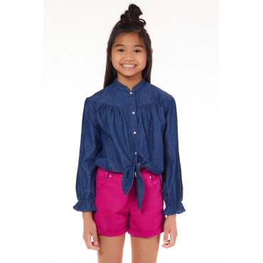 Granatowa koszula dla dziewczynki Liu Jo 005930 - A - modne bluzki dla nastolatek