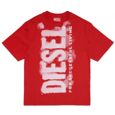 Czerwony t-shirt dla chłopca Diesel 005938 - A - oryginalne koszulki dla dzieci i nastolatków