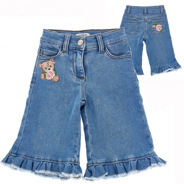 Jeansy niemowlęce dla dziewczynki Monnalisa 005963 - A - spodnie z szerokimi nogawkami