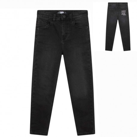 Czarne jeansy dla chłopca Karl Lagerfeld 005984 - A - markowe spodnie dla dziecka