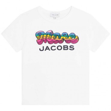 Biała koszulka dla dziewczynki Marc Jacobs 005993 - A - markowe t-shirty dla dzieci