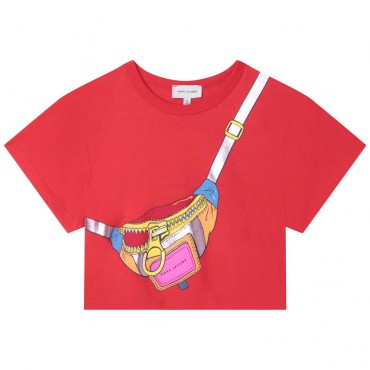 Czerwony crop top dziewczęcy Marc Jacobs 005994 - A - markowe koszulki dla dzieci
