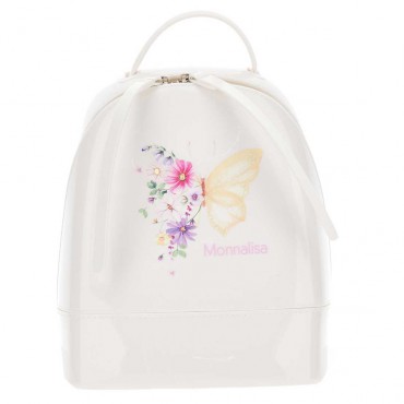 Biały plecak dziewczęcy PVC Monnalisa 006011 - A - ekskluzywne plecaki dla dzieci