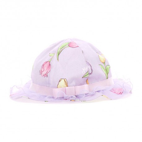 Lawendowy kapelusz niemowlęcy Monnalisa 006020 - A - miękkie, letnie kapelusze dla maluchów