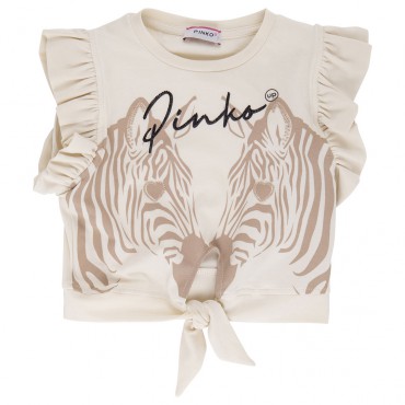 Top dziewczęcy z zebrami Pinko Up 006052 - A - modne bluzki dla dzieci