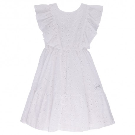 Biała sukienka dla dziewczynki Pinko Up 006057 - A - haft angielski