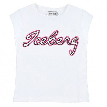 Biała koszulka dziewczęca Iceberg 006093 - A - t-shirt dla dziecka