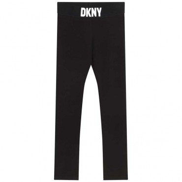 Czarne legginsy dziewczęce z bawełny DKNY 006103