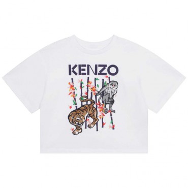 Crop top dziewczęcy z aplikacją Kenzo 006112 - A - krótka koszulka dla dziecka