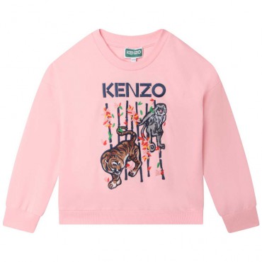 Różowa bluza dziewczęca Kenzo 006114 - A - markowe bluzy dla dzieci