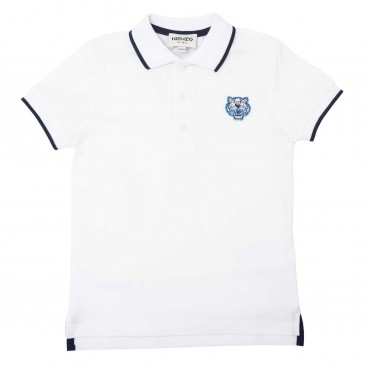 Biała koszulka polo z tygrysem Kenzo 006118 - A - markowe polówki dla dzieci