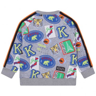 Szara bluza chłopięca z nadrukiem Kenzo 006119 - A - markowe bluzy dla dzieci