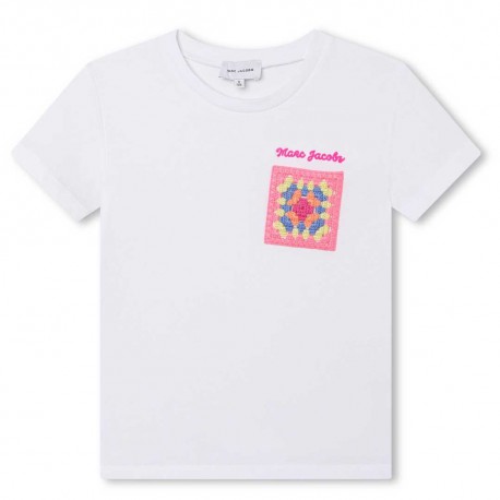 T-shirt dziewczęcy z kieszonką Marc Jacobs 006127 - A - markowe koszulki dla dzieci - sklep internetowy