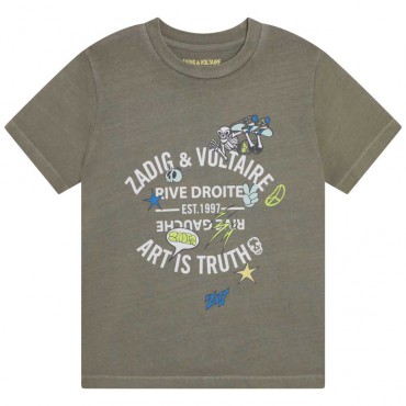 Oliwkowy t-shirt dla chłopca Zadig&Voltaire 006143