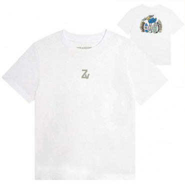 Biały t-shirt dla chłopca Zadig&Voltaire 006144 - A - ekologiczna koszulka dla dziecka z bawełny organicznej
