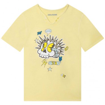 Żółty t-shirt dla chłopca Zadig&Voltaire 006145 - A - koszulka dla dziecka z bawełny organicznej