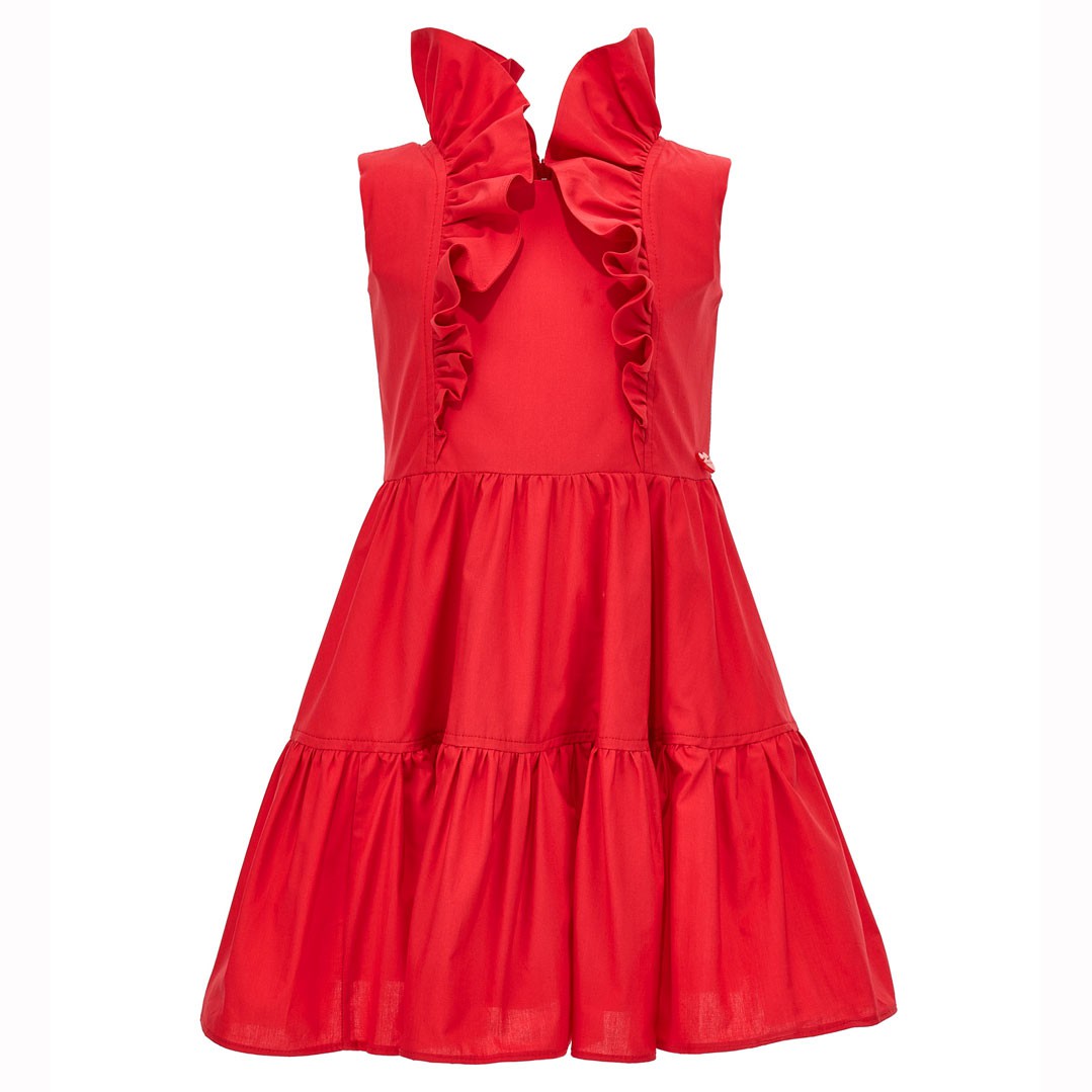 Czerwona sukienka dla dziewczynki, wizytowa, bawełniana Monnalisa 006152