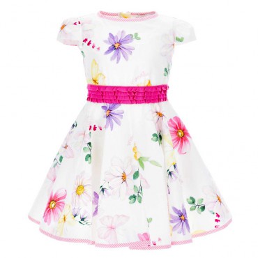 Rozkloszowana sukienka dziewczęca Monnalisa 006164 - A - wizytowe sukienki dla dzieci