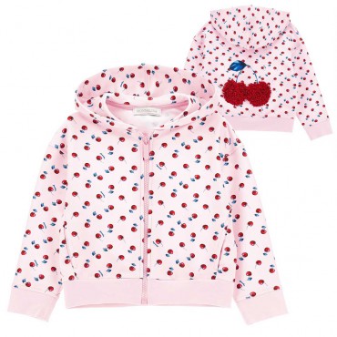 Różowa bluza dla dziewczynki Monnalisa 006166 - A - bluzy z kapturem dla dziecka